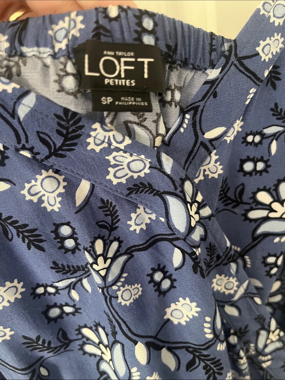 loft blue floral romper spaghetti strap rayon cinch waist summer Small petite - Picture 4 of 7